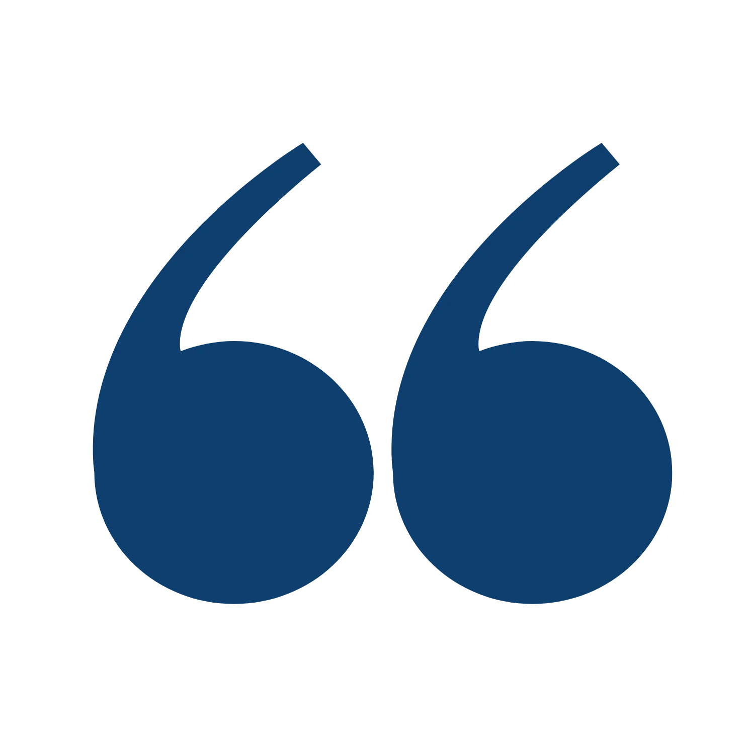 Large navy blue quotation marks on a black background.