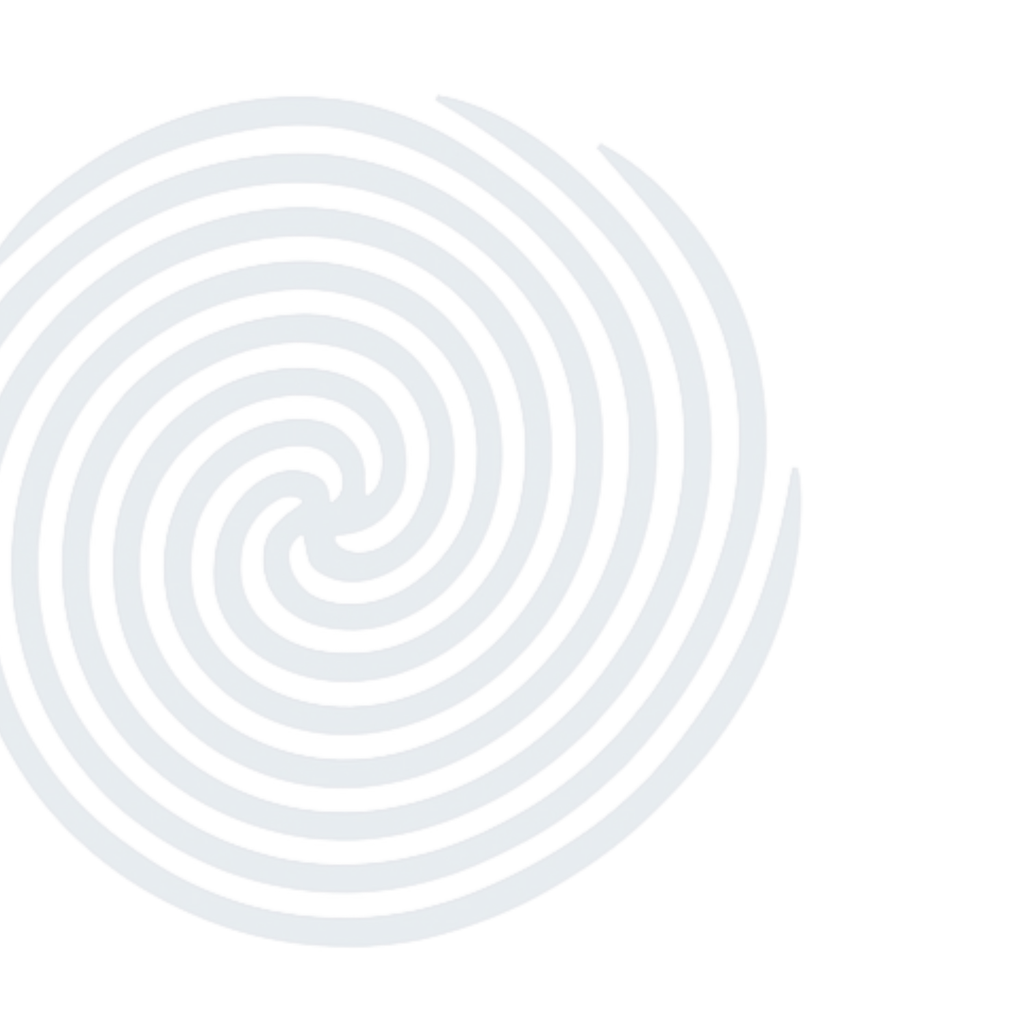 Blue fingerprint pattern with a spiral design on a white background.